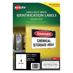 Avery L7069 Polyester White Laser 99.1 x 139mm Extra Strong Permanent Heavy Duty Labels - 100 Pack
