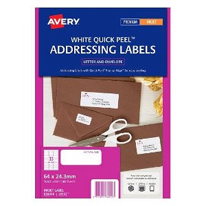 Avery J8157 White Inkjet 64 x 24.3mm Permanent Quick Peel Address Labels with Sure Feed - 1650 Pack