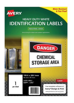 Avery L7067 White Laser 199.6 x 289.1mm Extra Strong Permanent Heavy Duty Labels – 10 Pack