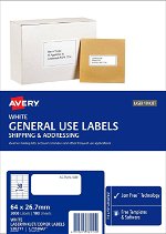 Avery L7158GU White Laser Inkjet 64 x 26.7mm Permanent General Use Labels – 3000 Pack