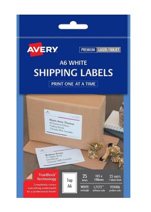 Avery L7175 White Laser Inkjet 105 x 148mm Permanent A6 Shipping Labels – 25 Pack