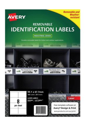 Avery L4715REV White Laser 99.1 x 67.7mm Removable Heavy Duty Labels – 160 Pack