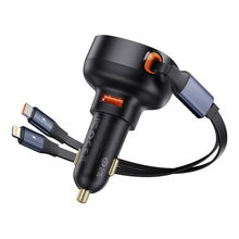 view Baseus Enjoyment Pro 60W Car Charger with USB-C and Lightning Cable - Cluster Black