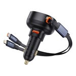 Baseus Enjoyment Pro 60W Car Charger with USB-C and Lightning Cable - Cluster Black