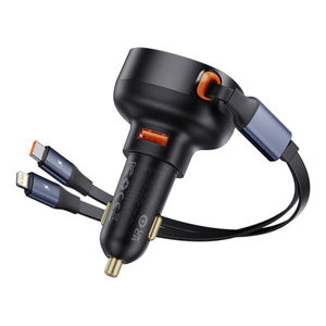 Baseus Enjoyment Pro 60W Car Charger with USB-C and Lightning Cable - Cluster Black