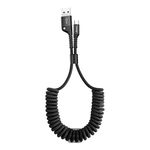 Baseus Fish Eye 1m USB-A to USB-C Coiled Charging Cable - Black