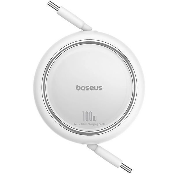 Baseus Free2Draw Mini 1M Retractable USB-C to USB-C Charge & Sync Cable - Moon White