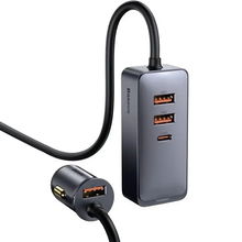 view Baseus Share Together 120W Car Charger with Extension Cord - Gray