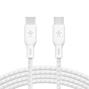 Belkin BoostCharge 2m USB-C to USB-C Braided Cable with 100W Charging Power- White