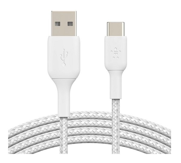 Belkin BoostUP Charge 2m USB-C to USB-A Braided Charge & Sync Cable - White