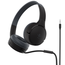 view Belkin SoundForm Mini 3.5mm On-Ear Wired Stereo Headphones for Kids - Black