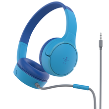 view Belkin SoundForm Mini 3.5mm On-Ear Wired Stereo Headphones for Kids - Blue