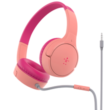 view Belkin SoundForm Mini 3.5mm On-Ear Wired Stereo Headphones for Kids - Pink