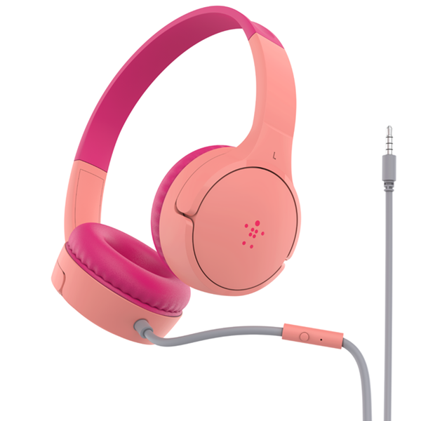 Belkin SoundForm Mini 3.5mm On-Ear Wired Stereo Headphones for Kids - Pink