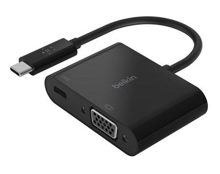 Belkin USB-C to VGA Video Adapter with Power Delivery - Black
