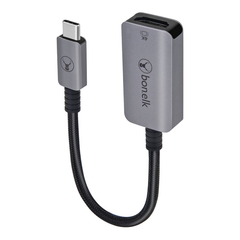 Bonelk 15cm Long-Life USB-C to 4K HDMI Adapter - Space Grey