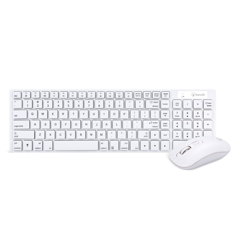 Bonelk  KM-322 Slim Wireless Keyboard and Mouse Combo - White