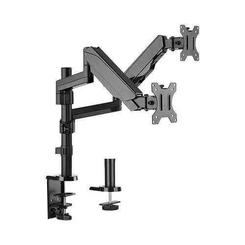 Bracom Aluminum Gas Spring Dual Monitor Desk Mount Bracket for 17-32 Inch Curved & Flat Panel TVs or Monitors - 1 to 8kg per arm