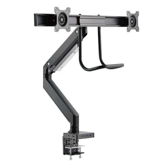Brateck Dual Monitor Gas Spring Arm with Built-in Docking Station - For Heavy and Oversized 17"~32" Monitors