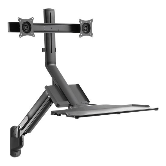 Brateck Dual Monitor Gas Spring Sit-Stand Wall Mount - Black