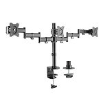 Brateck Economy Steel Triple Desk Mount Bracket for 13-27 Inch Flat Panel TVs or Monitors - Up to 8kg per arm
