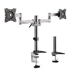 Brateck Aluminum Dual Monitor Desk Mount Bracket for 13-27 Inch Flat Panel TVs or Monitors - Up to 8kg per arm