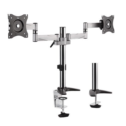 Brateck Aluminum Dual Monitor Desk Mount Bracket for 13-27 Inch Flat Panel TVs or Monitors - Up to 8kg per arm