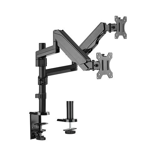 Brateck Aluminum Gas Spring Dual Monitor Desk Mount Bracket for 17-32 Inch Curved & Flat Panel TVs or Monitors - 1 to 8kg per arm