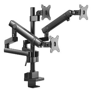 Brateck Triple Monitor Spring-Assisted Desk Mount for 17 - 27 Inch Monitors - Black
