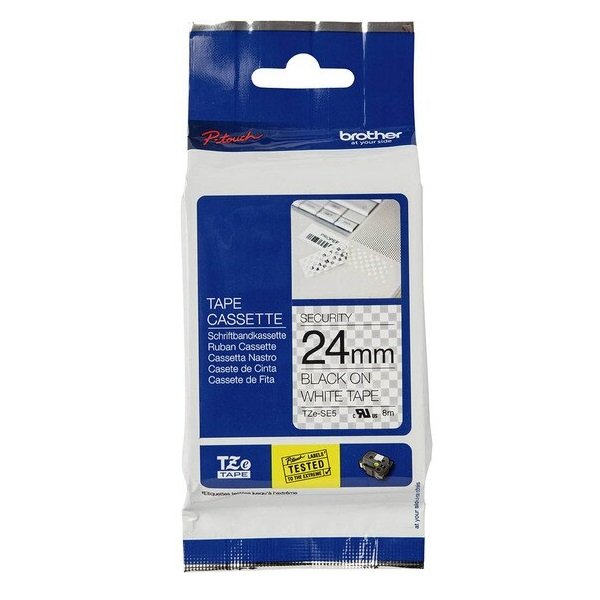 Brother P-Touch TZE-SE5 24mm Black on White Security Label Tape