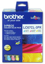 view Brother LC67 Ink Cartridge 3 Colour Value Pack - Cyan, Magenta & Yellow