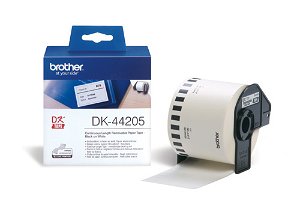 Brother DK44205 62mm x 30m Black on White Continuous Removable Paper Label Roll Tape