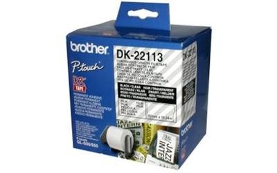 Brother DK22113 62mm x 15m Black on Clear Continuous Label Roll Tape