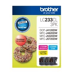 Brother LC233 Colour Ink Cartridge Value Pack - Cyan, Magenta & Yellow