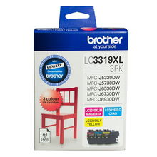 view Brother LC3319XL Colour High Yield Ink Cartridge Value Pack - Cyan, Magenta & Yellow