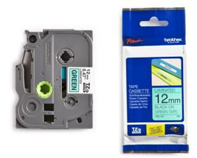 Brother P-Touch TZE-731 12mm Black on Green Laminated Label Tape