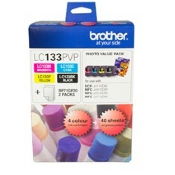 Brother LC133PVP Photo Value Pack - Black, Cyan, Magenta & Yellow + 40 Sheets of 4x6 Photo Paper!