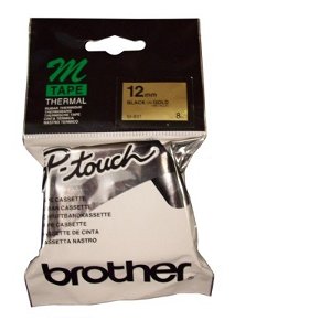 Brother M831 12mm Black on Gold P-Touch Label Tape