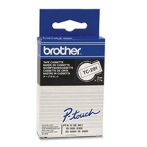 Brother P-Touch TC291 9mm x 8m Black on White Label Tape