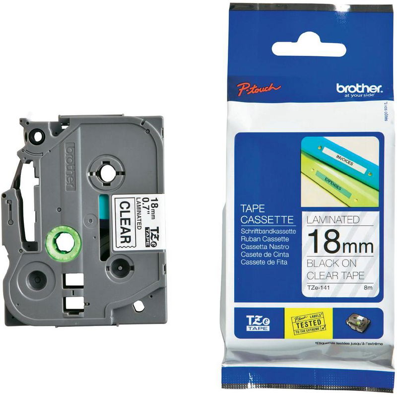 Brother P-Touch TZE-141 18mm Black on Clear Laminated Label Tape