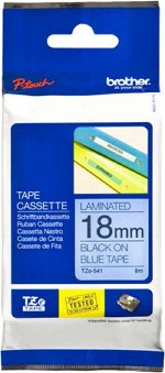 Brother P-Touch TZE-541 18mm Black on Blue Laminated Label Tape