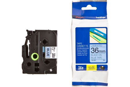 Brother P-Touch TZE-561 36mm Black on Blue Laminated Label Tape