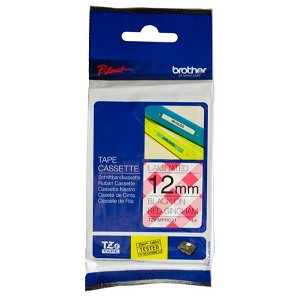Brother P-Touch TZE-MPRG31 12mm Black on Red Gingham Laminated Label Tape