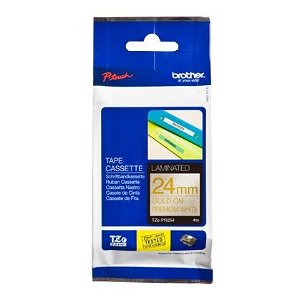 Brother P-Touch TZE-PR254 24mm Gold on White Glitter Premium Laminated Label Tape
