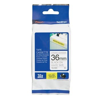 Brother P-Touch TZE-S261 36mm Black on White Strong Adhesive Label Tape