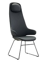 Buro Konfurb Orbit High Back Sled Chair - Black PU