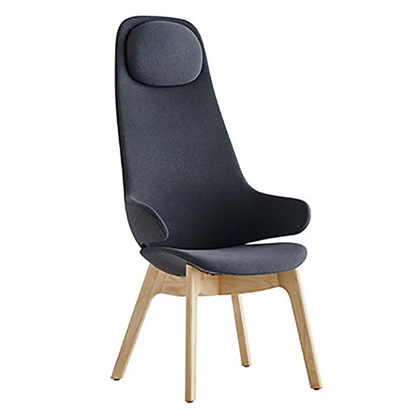 Buro Konfurb Orbit High Back Wooden 4 Leg Chair - Charcoal