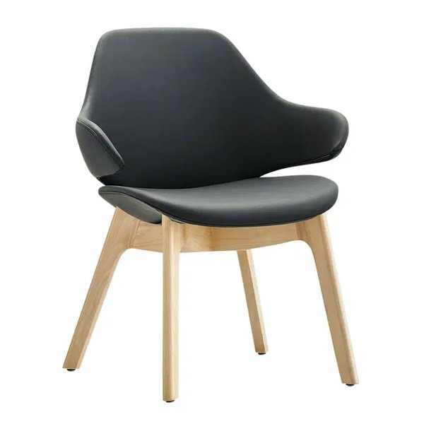 Buro Konfurb Orbit Mid Back Wooden Base Chair - Black PU