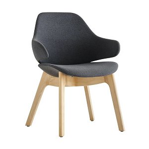 Buro Konfurb Orbit Mid Back Wooden Base Chair - Charcoal Fabric