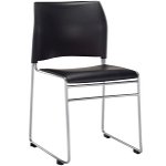 Buro Maxim Sled Base Guest Chair with Reflective Silver Frame - Black
